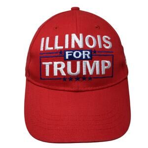 Illinois For Trump USA #45 Strapback Hat Red One Size Embroidered